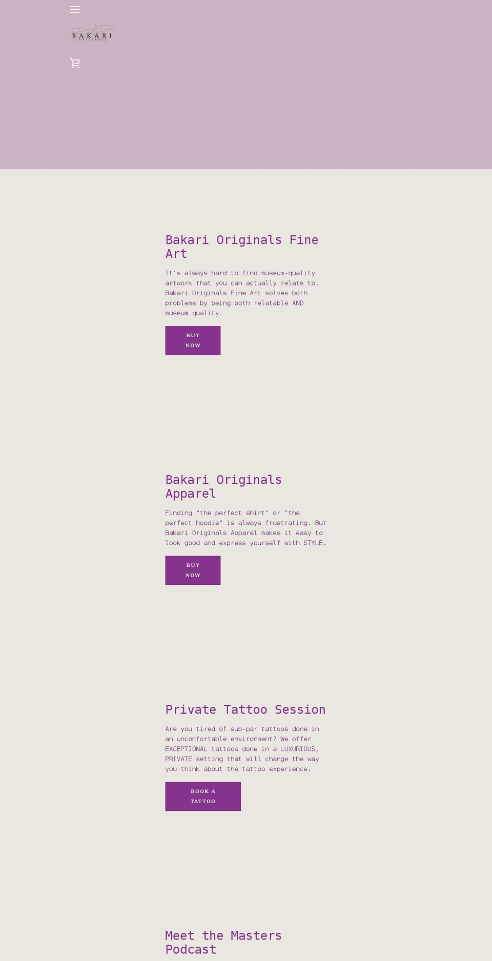 bakarioriginals.com — Shopify storefront screenshot