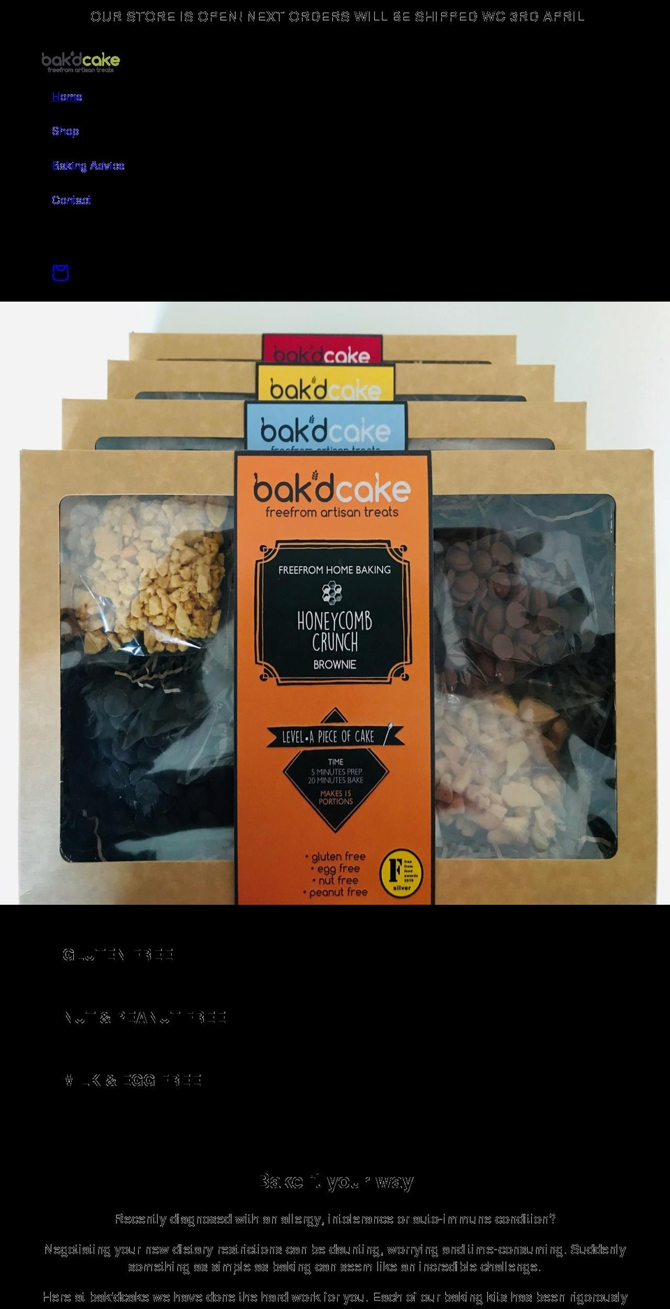 bakdcake.com — Shopify storefront screenshot