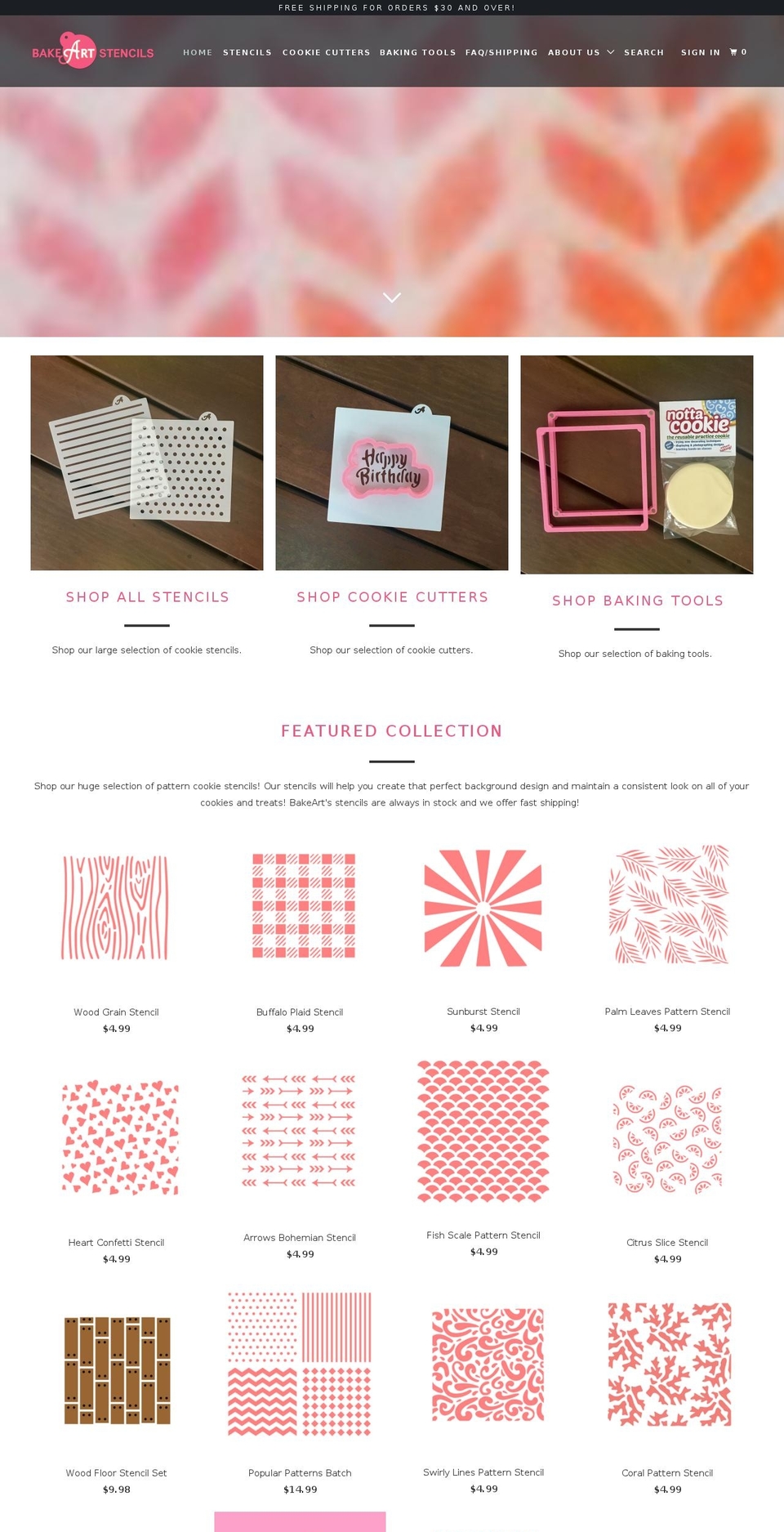 bakeartstencils.com — Shopify storefront screenshot