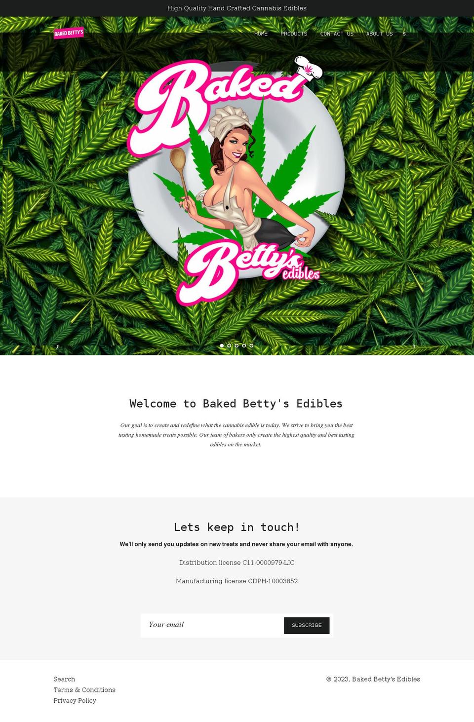 bakedbettysedibles.com shopify website screenshot