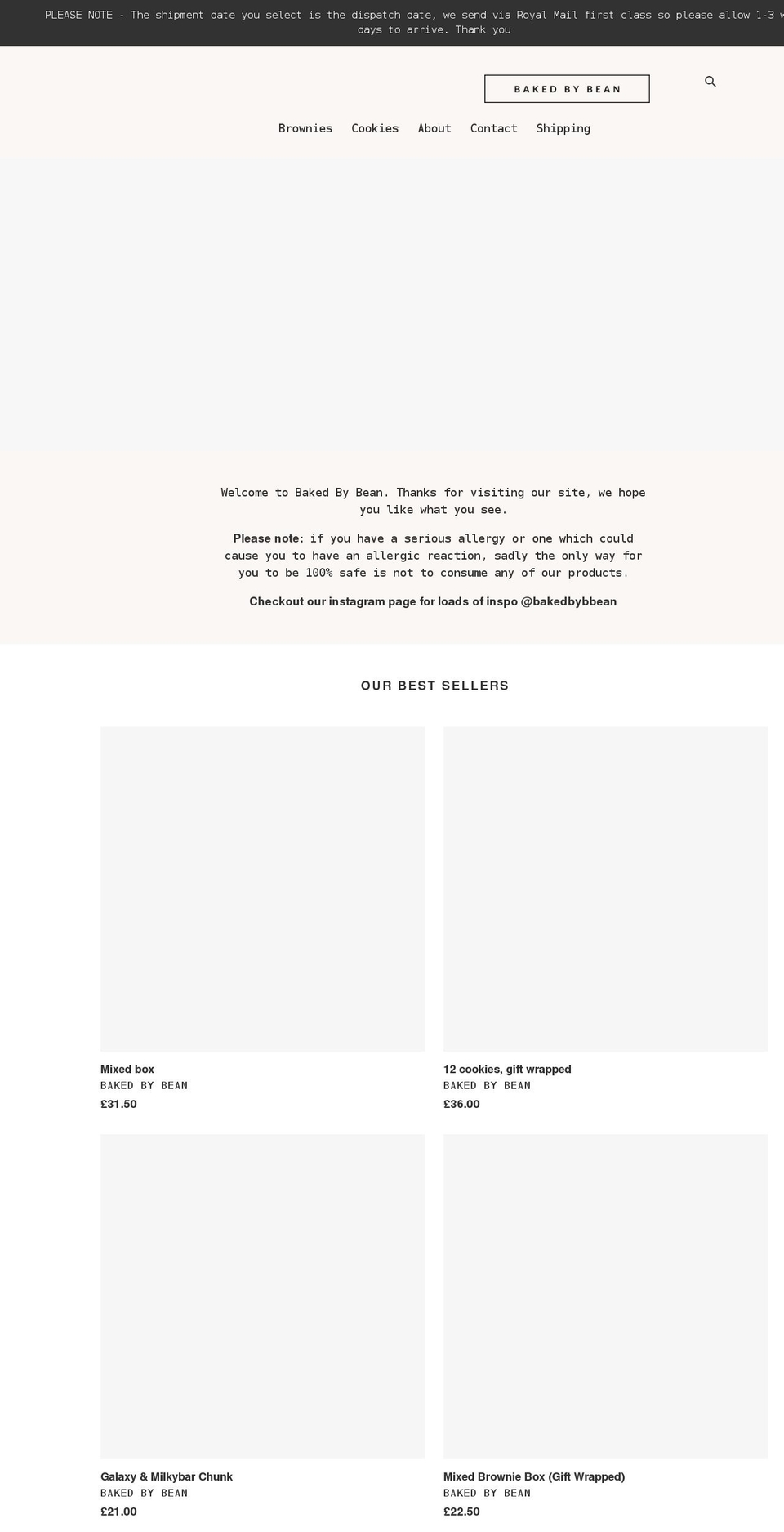 bakedbybean.com shopify website screenshot