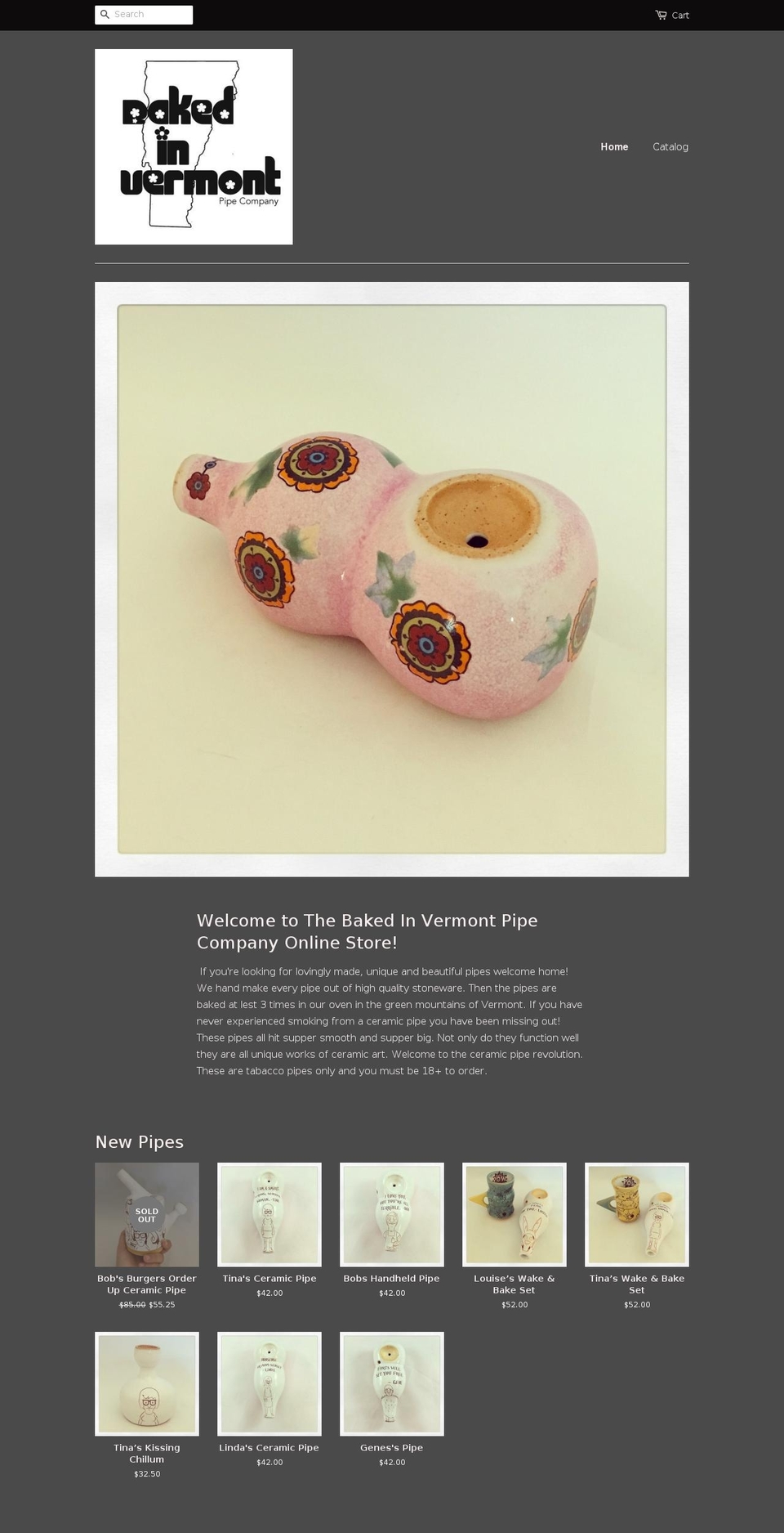 bakedinvermontpipecompany.com — Shopify storefront screenshot