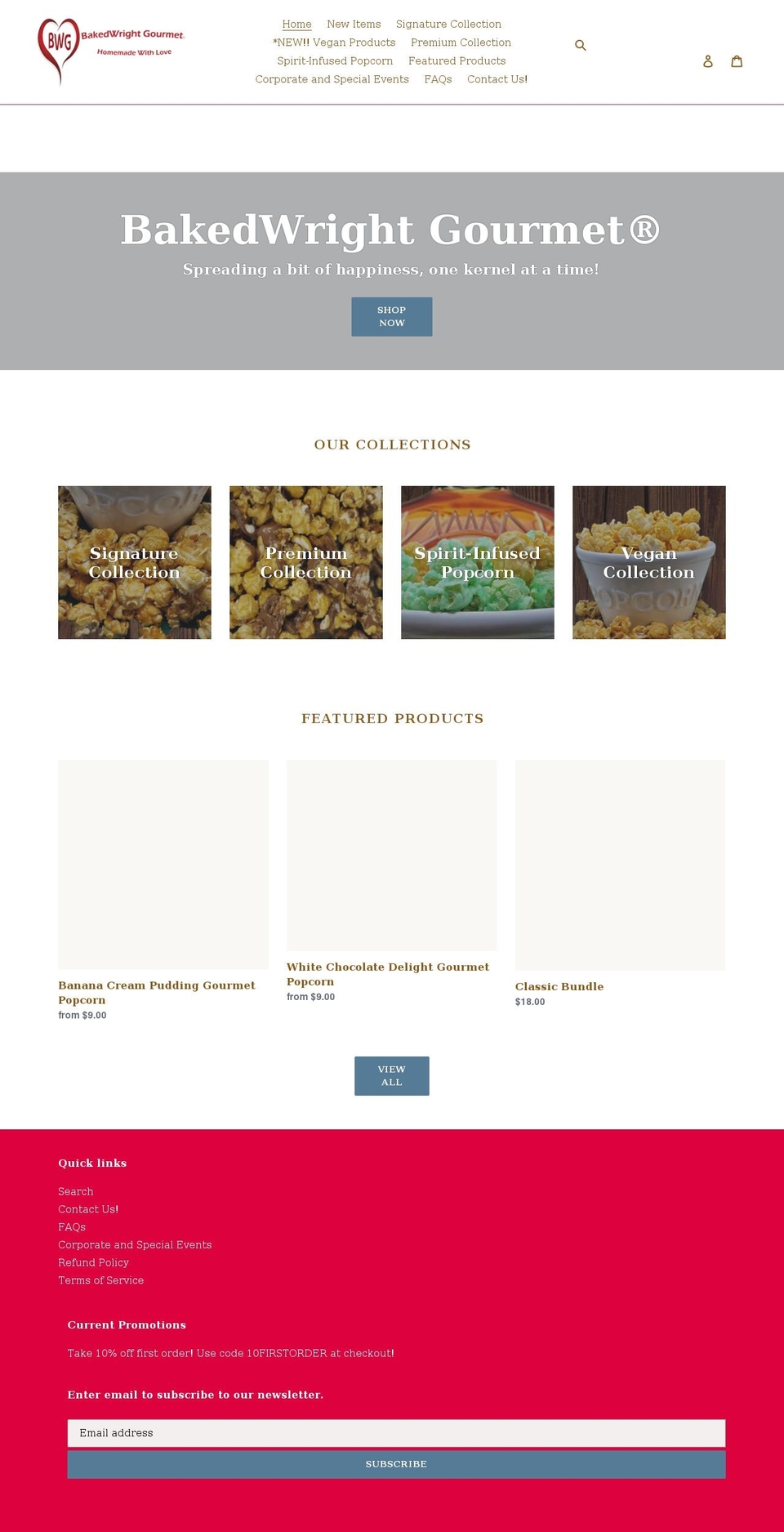 bakedwrightgourmet.com shopify website screenshot