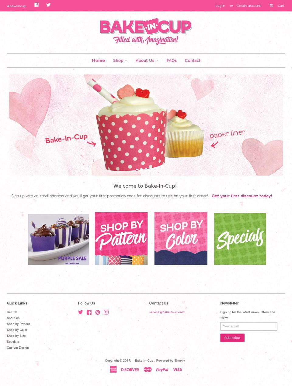 bakeincup.com shopify website screenshot