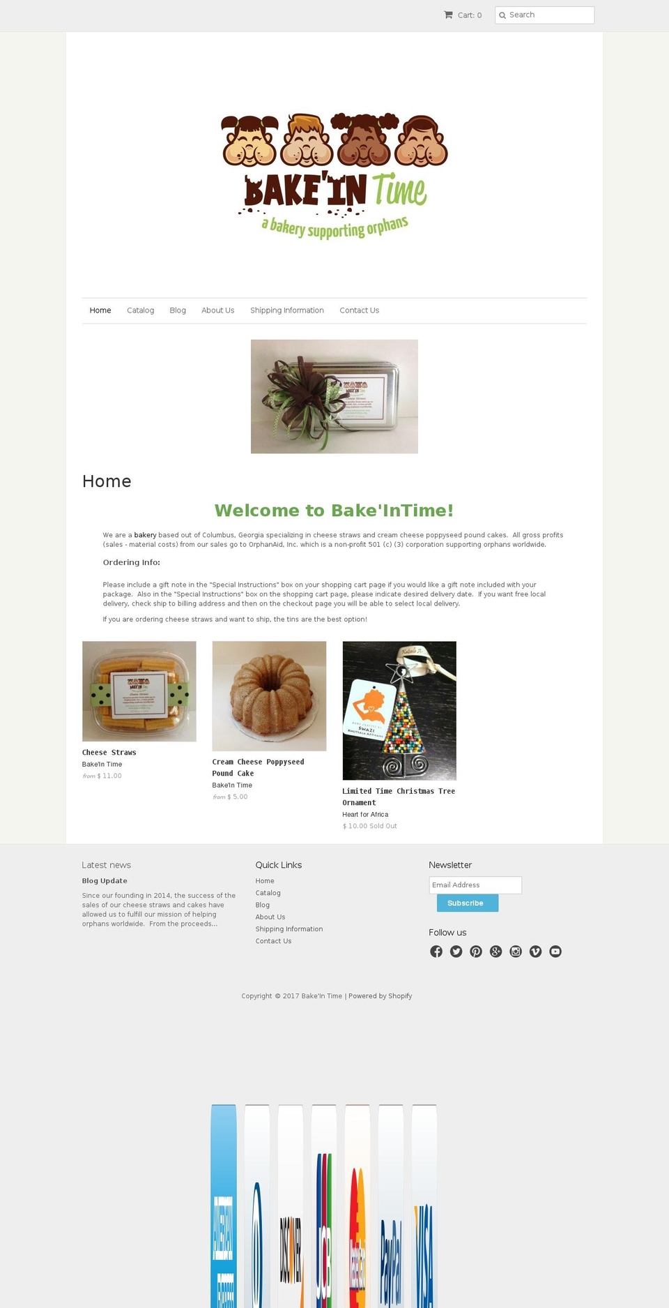 bakeintime.org shopify website screenshot