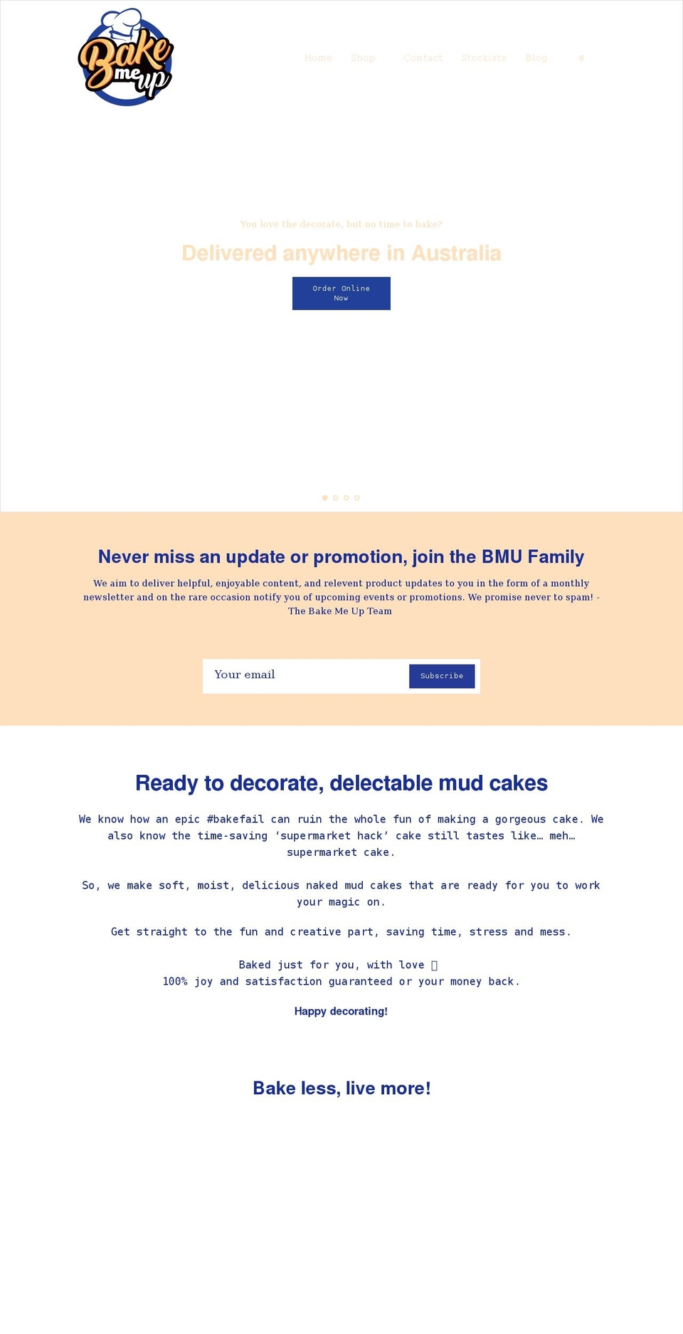 bakemeup.com.au shopify website screenshot