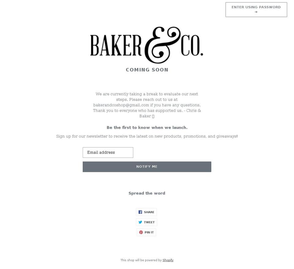 bakerandco.shop shopify website screenshot