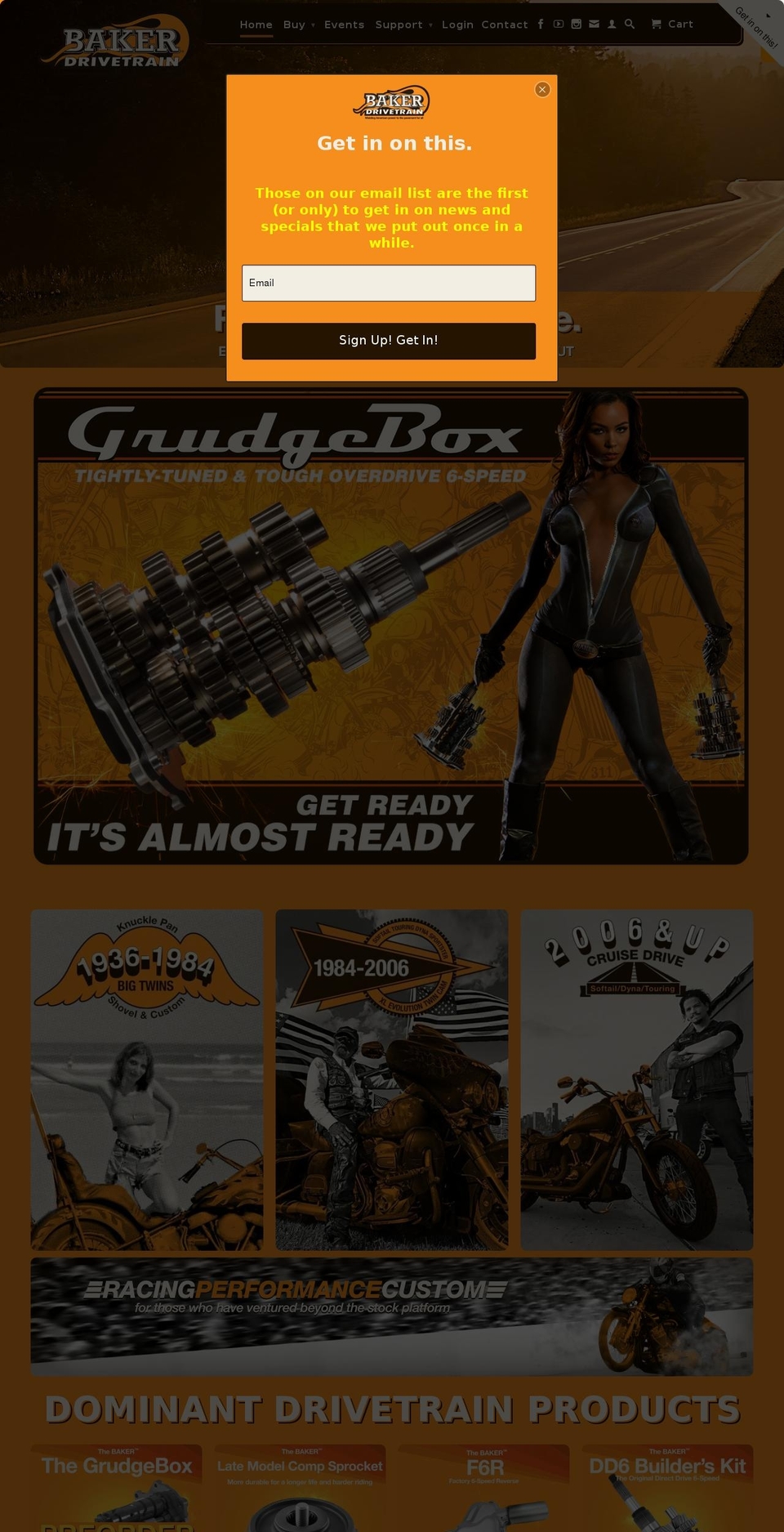 bakerdrivetrain.com shopify website screenshot