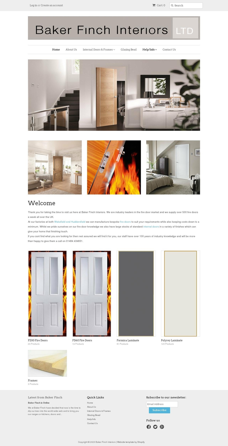 bakerfinchinteriors.co.uk shopify website screenshot