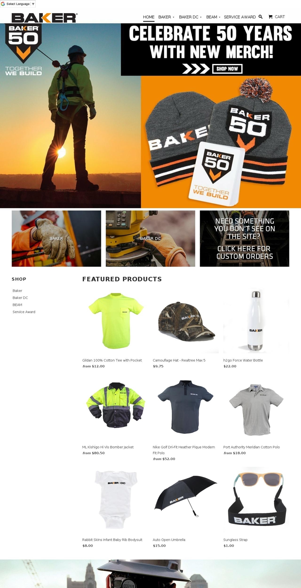 bakeronlinestore.com — Shopify storefront screenshot