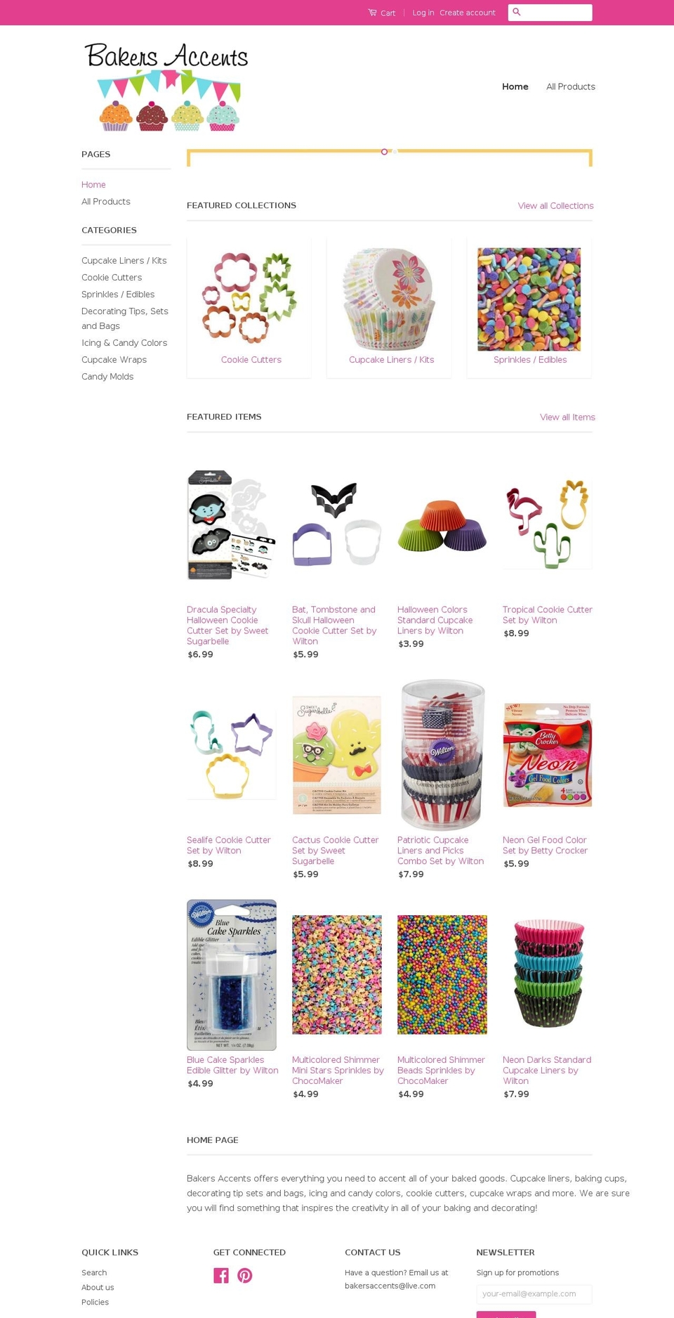 bakersaccents.com — Shopify storefront screenshot