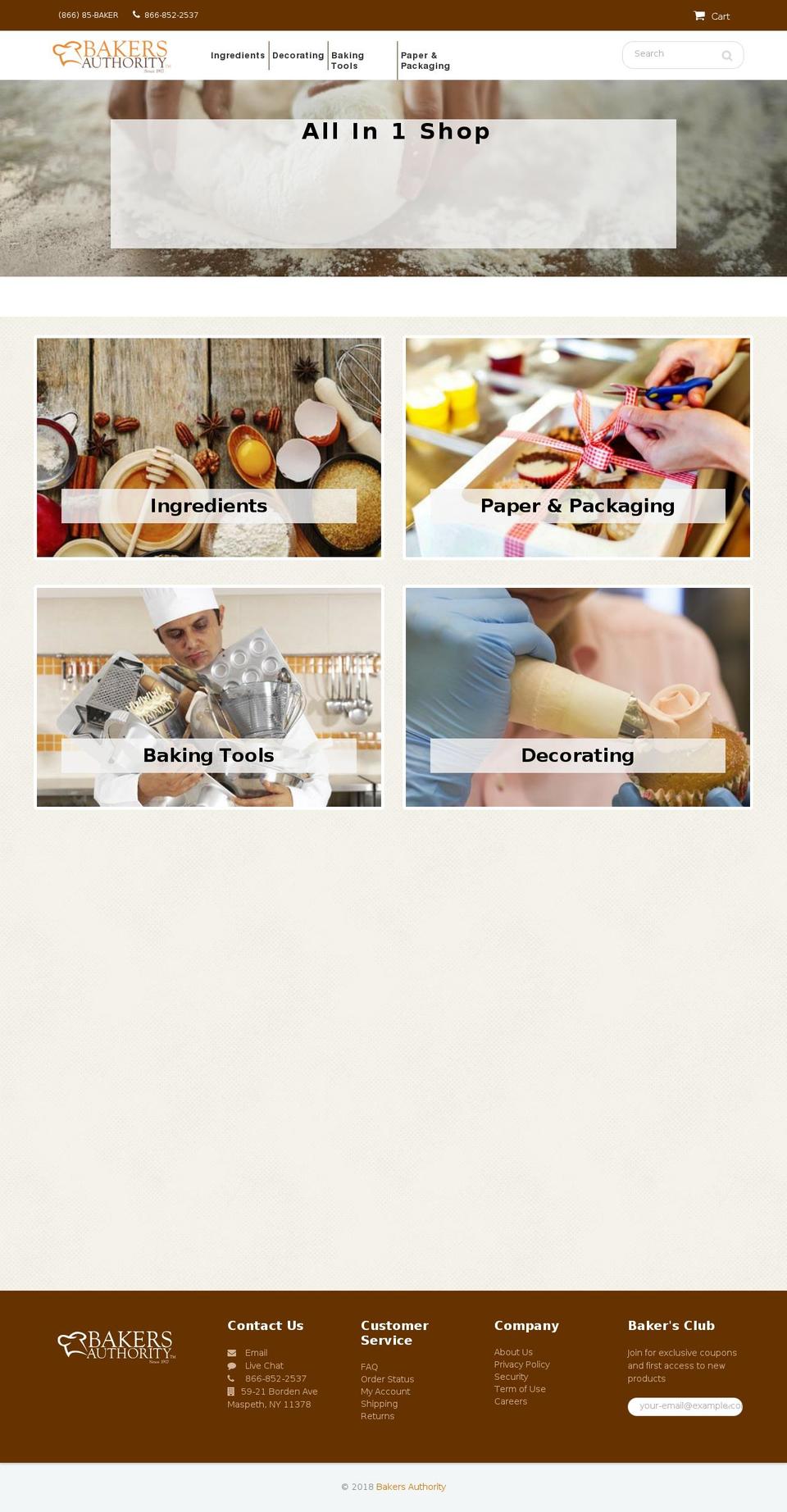 bakersauthority.com shopify website screenshot