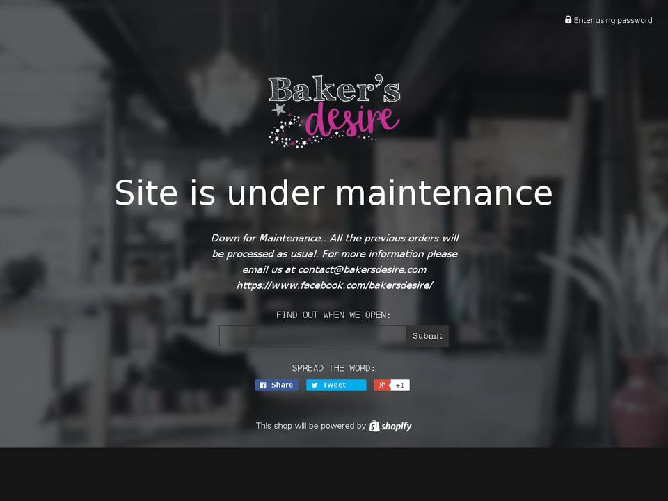 bakersdesire.com shopify website screenshot