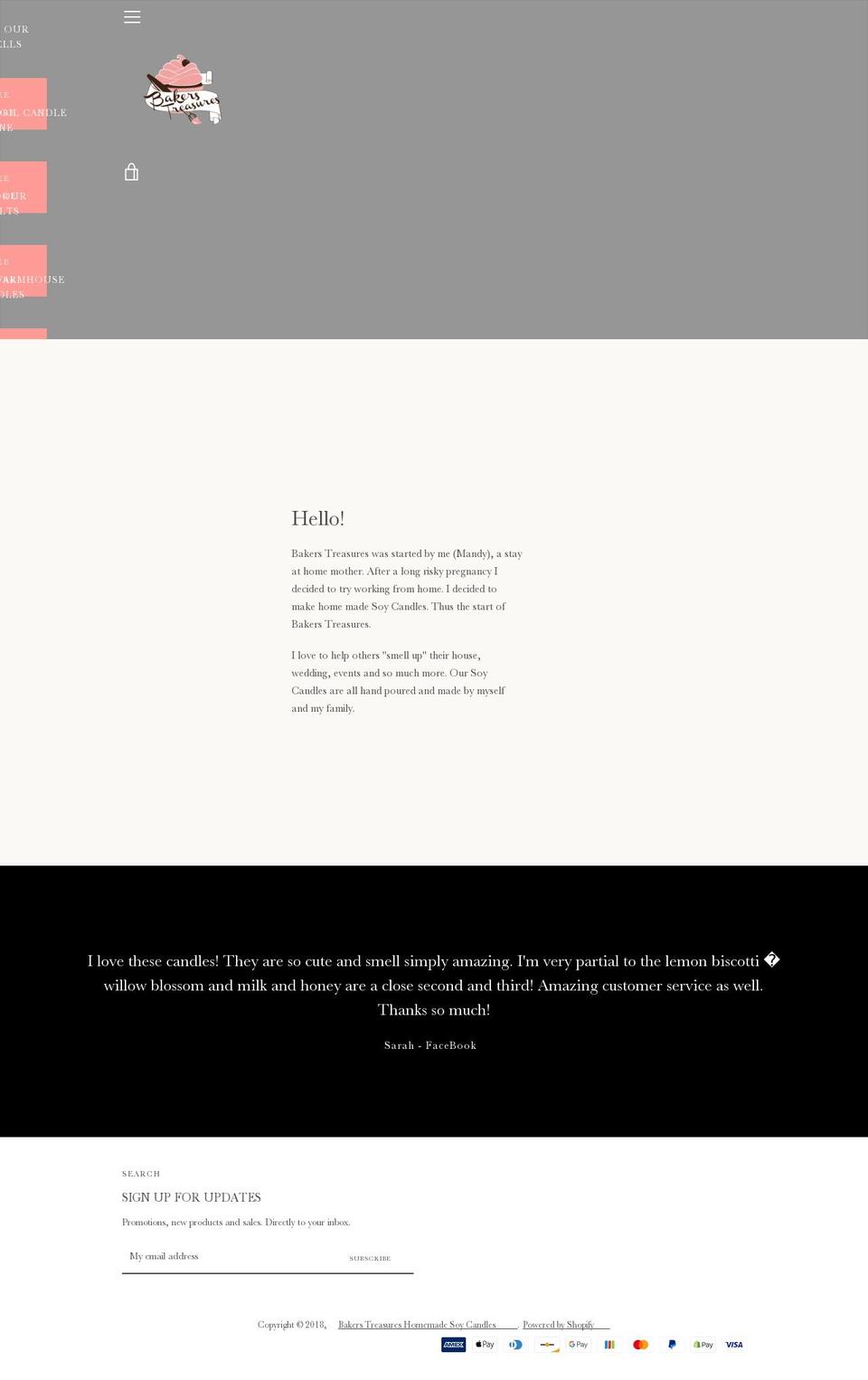 bakerstreasures.com — Shopify storefront screenshot