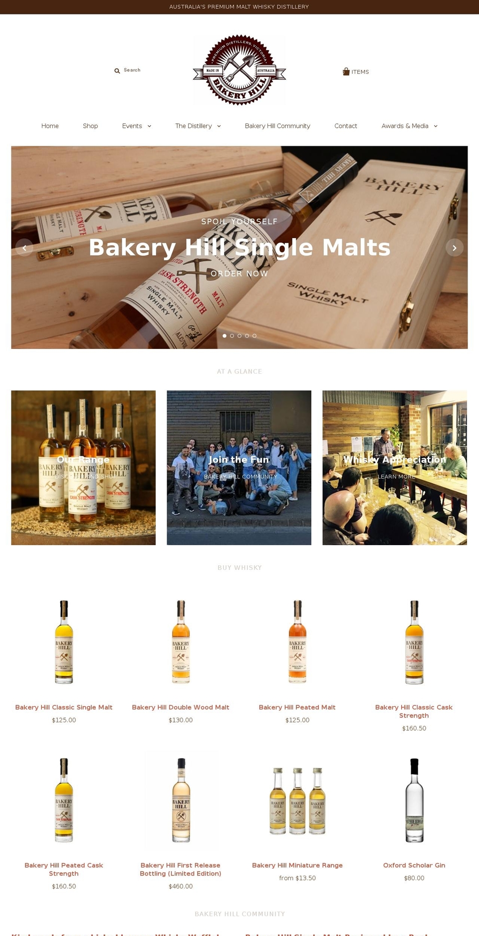 bakeryhilldistillery.com.au shopify website screenshot