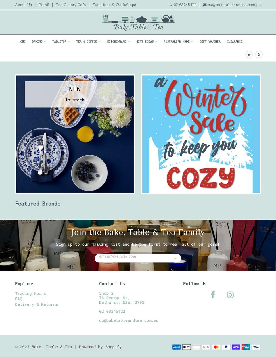 baketableandtea.com.au shopify website screenshot