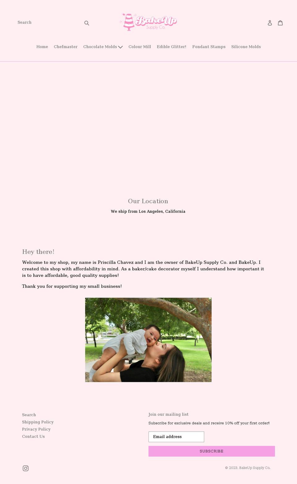 bakeupsupplyco.com shopify website screenshot