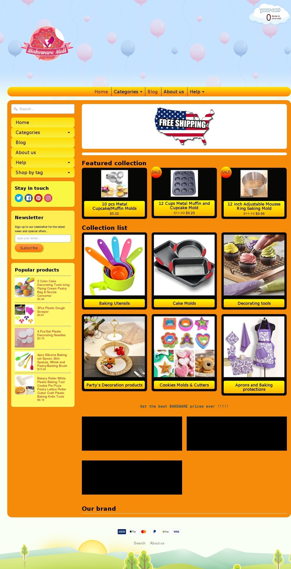 bakewaremall.com — Shopify storefront screenshot