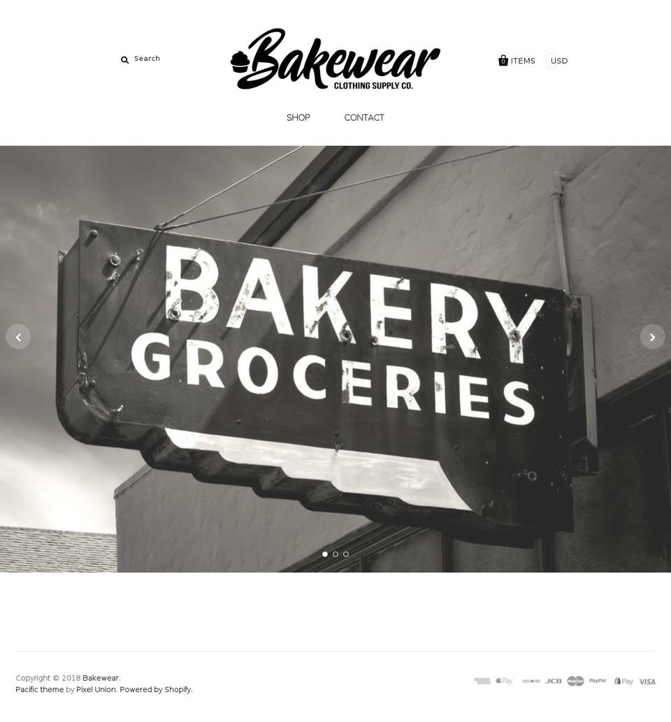 bakewearclothing.com shopify website screenshot
