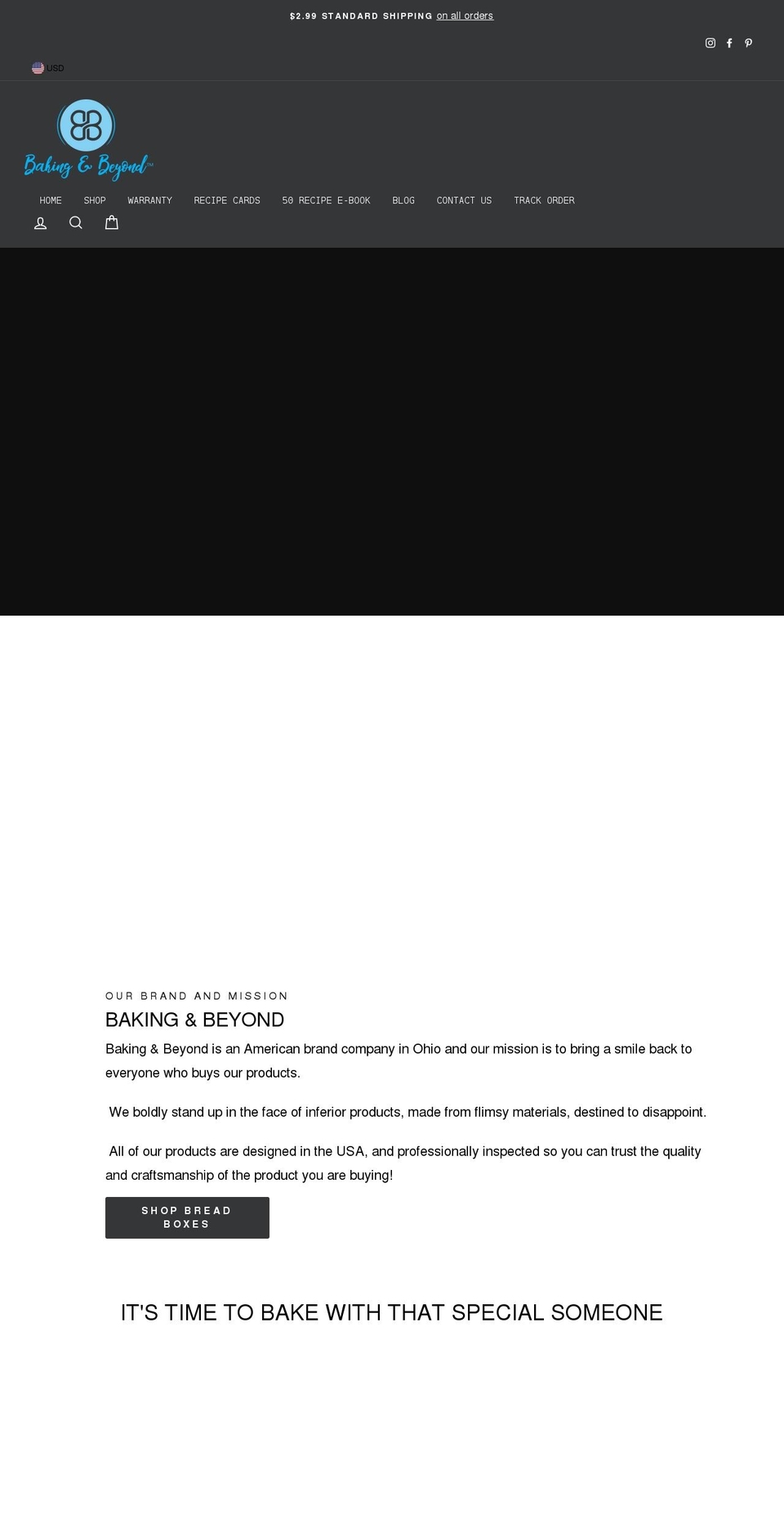 bakingandbeyondshop.com shopify website screenshot