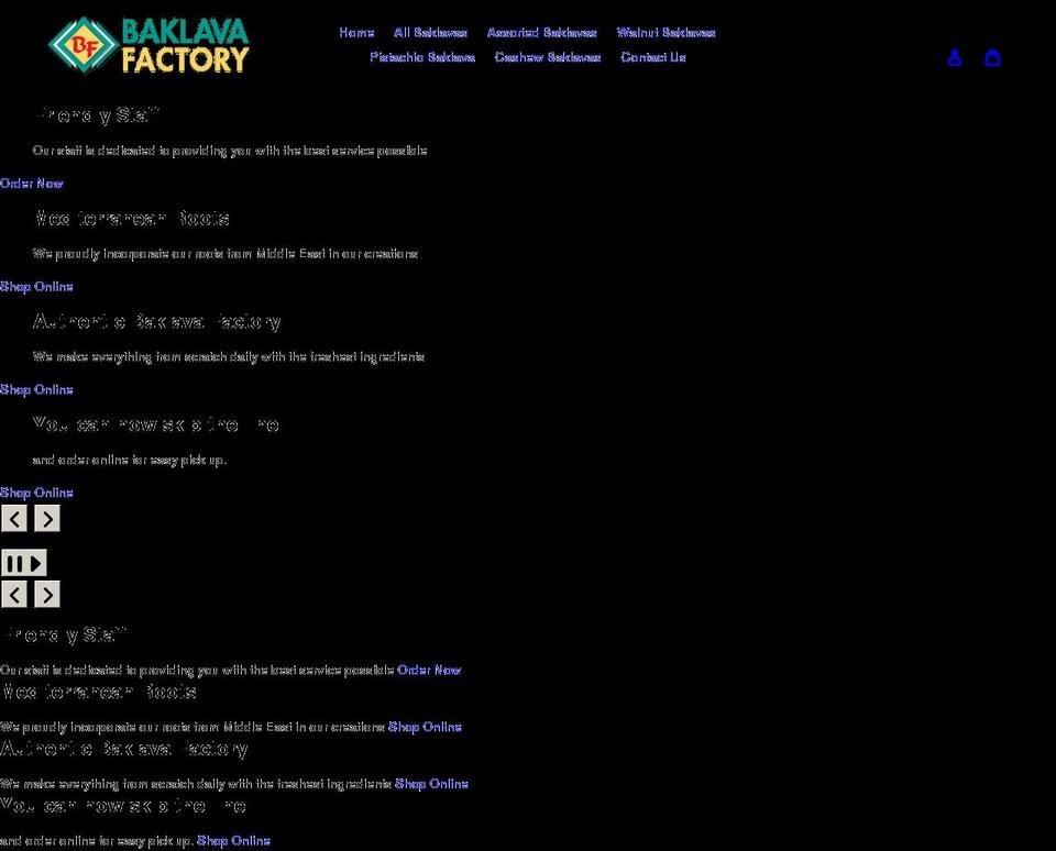 baklavafactory.com shopify website screenshot
