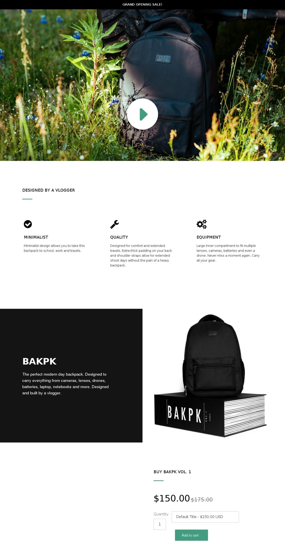 bakpk.com — Shopify storefront screenshot