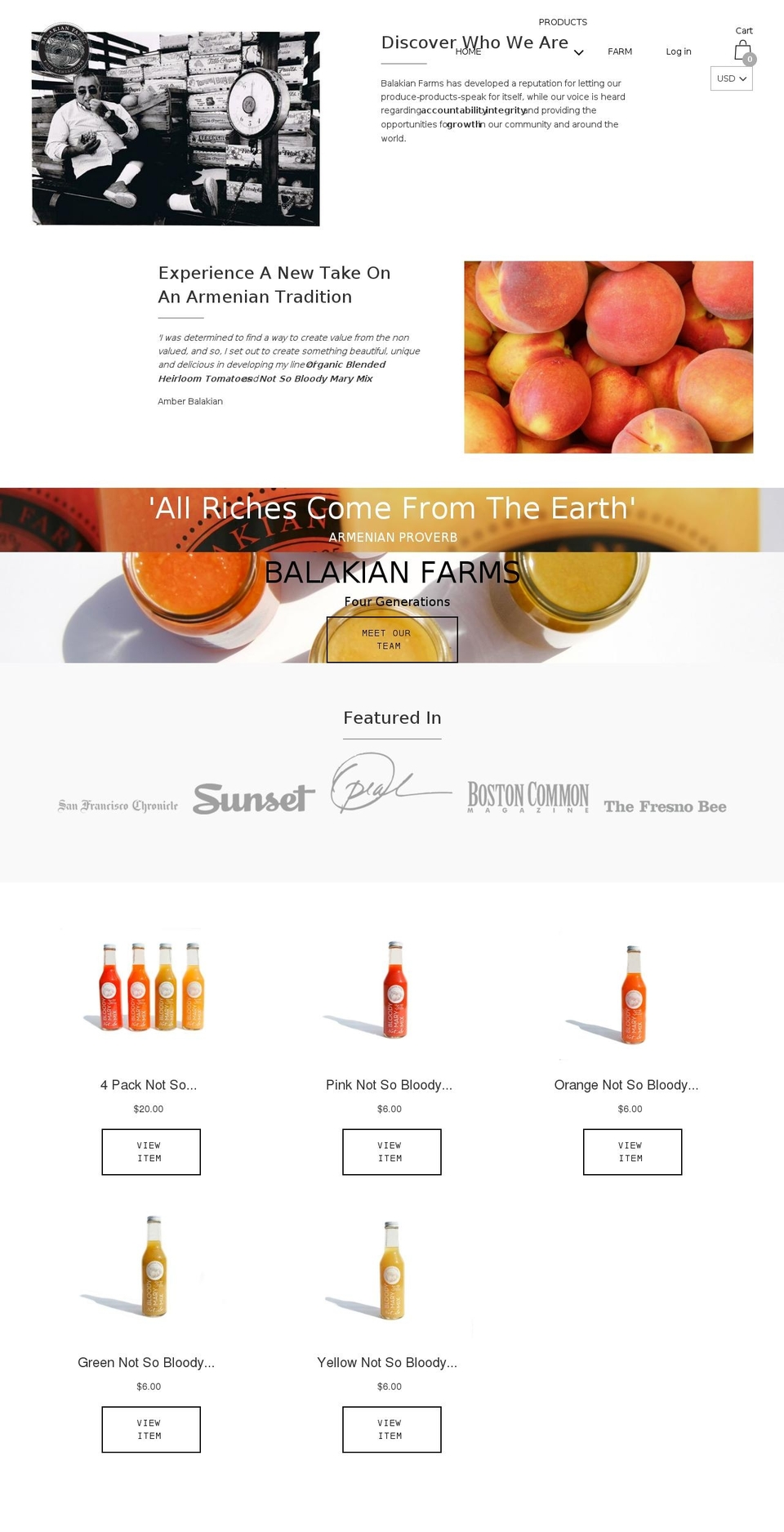 balakianfarms.com shopify website screenshot