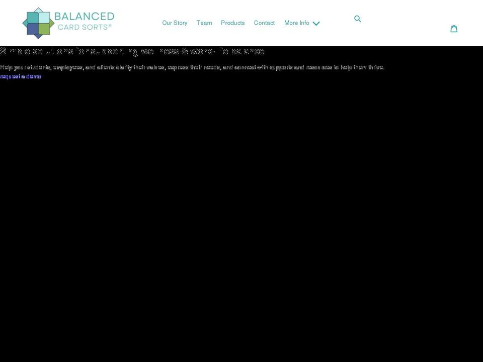 balancedcardsorts.com shopify website screenshot