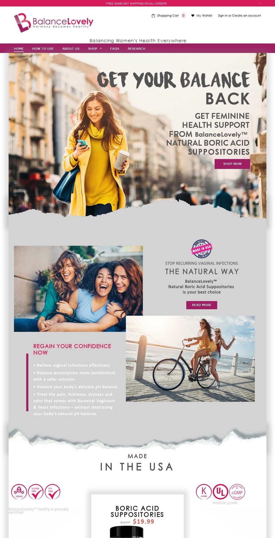 balancelovely.com shopify website screenshot