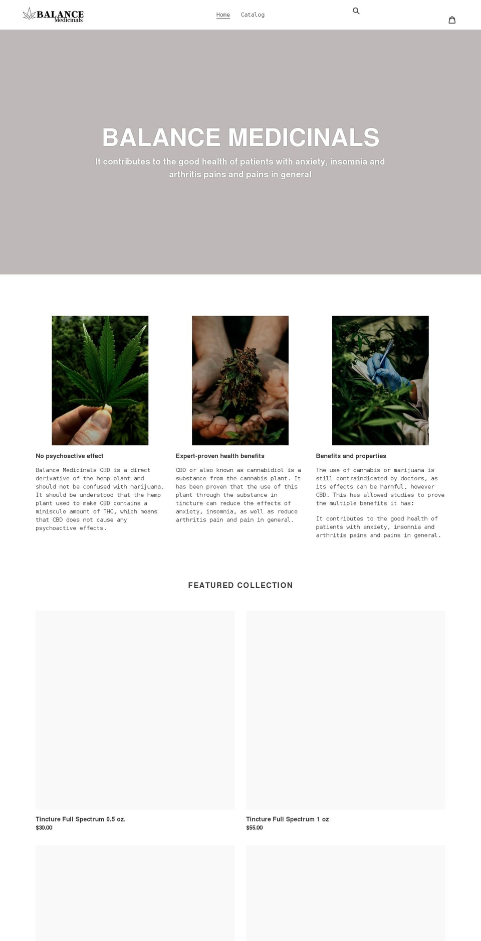 balancemedicinals.com shopify website screenshot