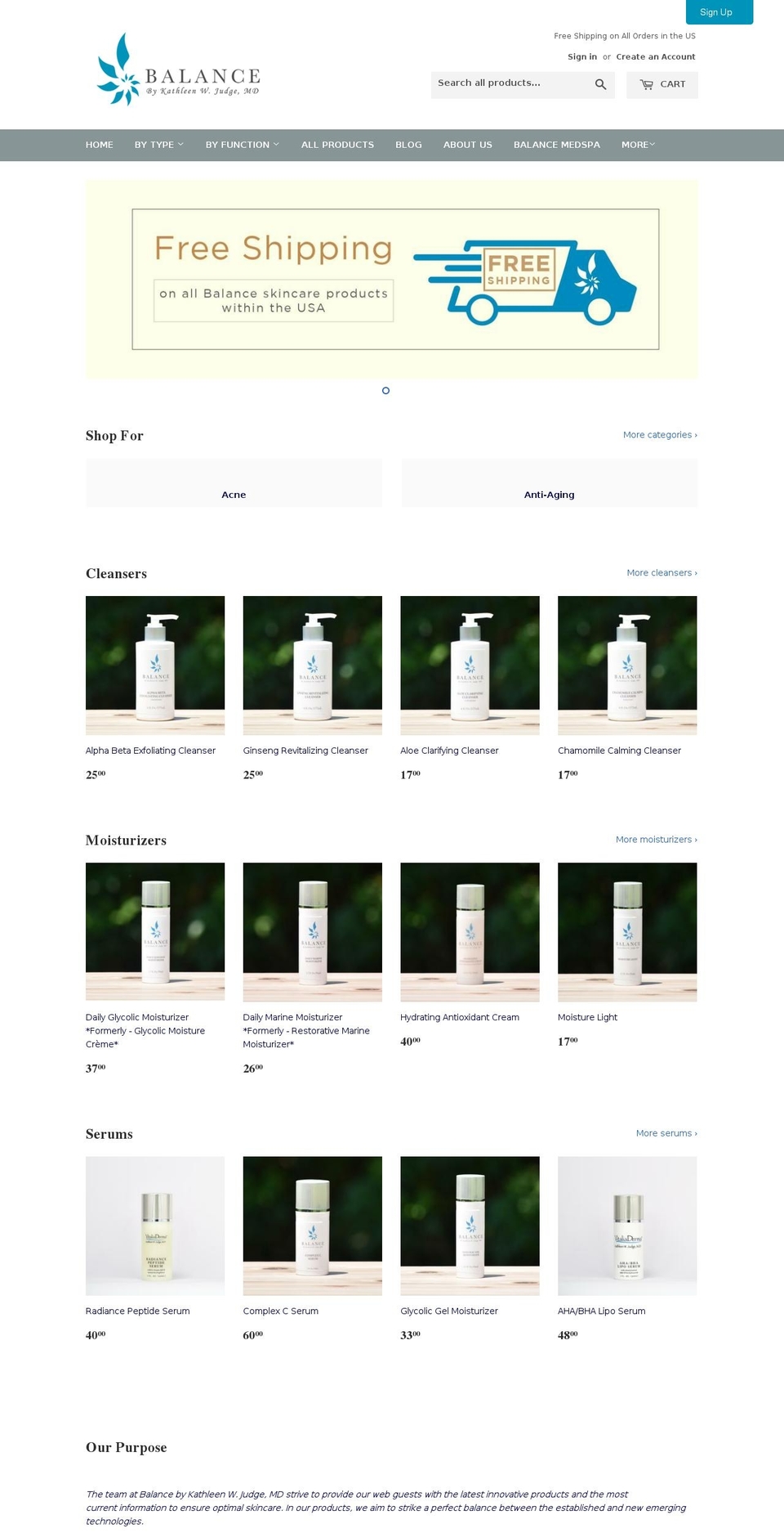 balanceskincaremd.com shopify website screenshot