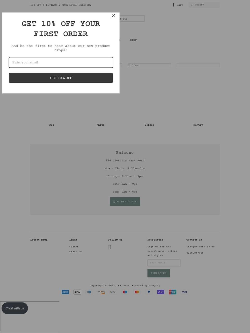 balcone.co.uk shopify website screenshot