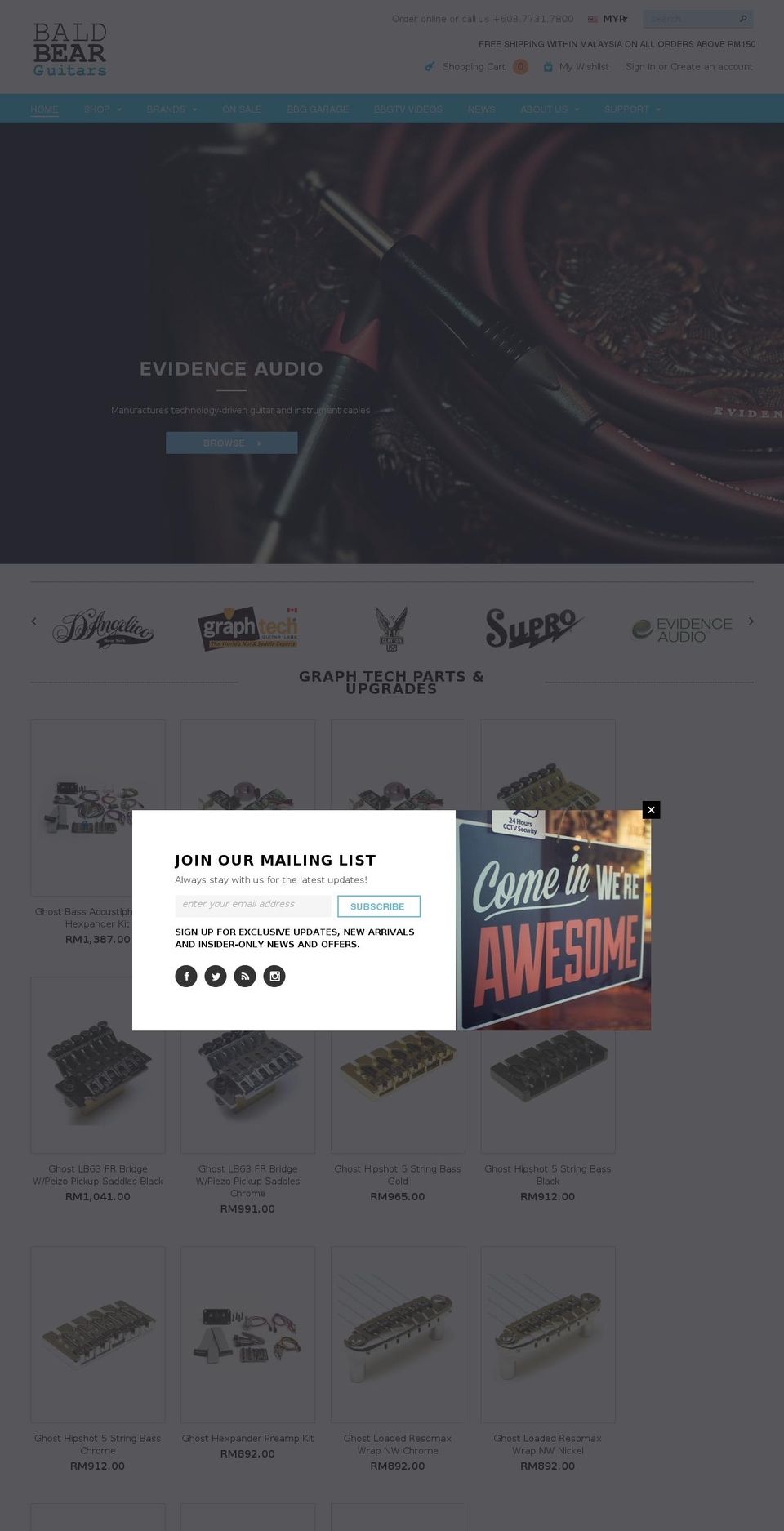 baldbearguitars.com shopify website screenshot