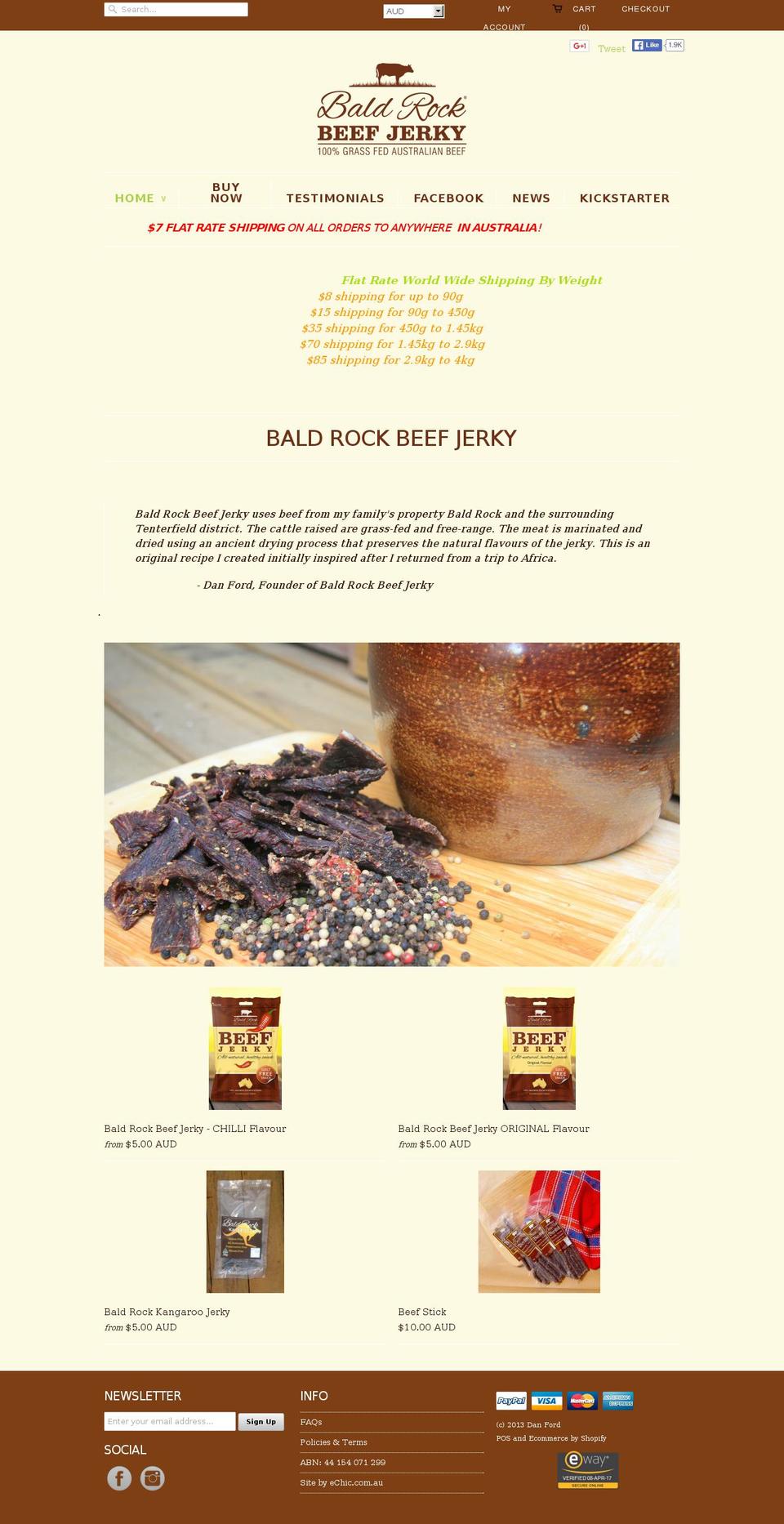 baldrockbeefjerky.com shopify website screenshot
