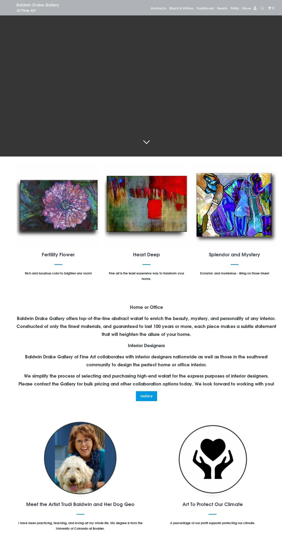 baldwindrakegallery.com shopify website screenshot
