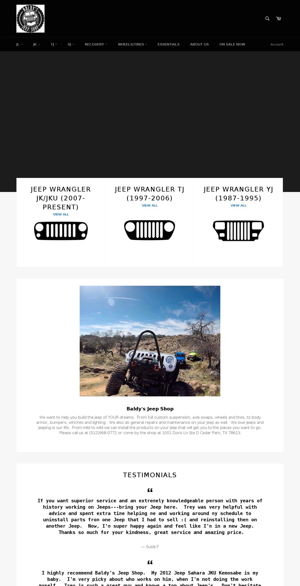 baldysjeep.com shopify website screenshot