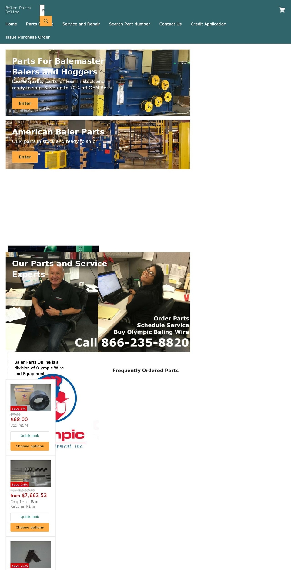 balerpartsonline.com shopify website screenshot