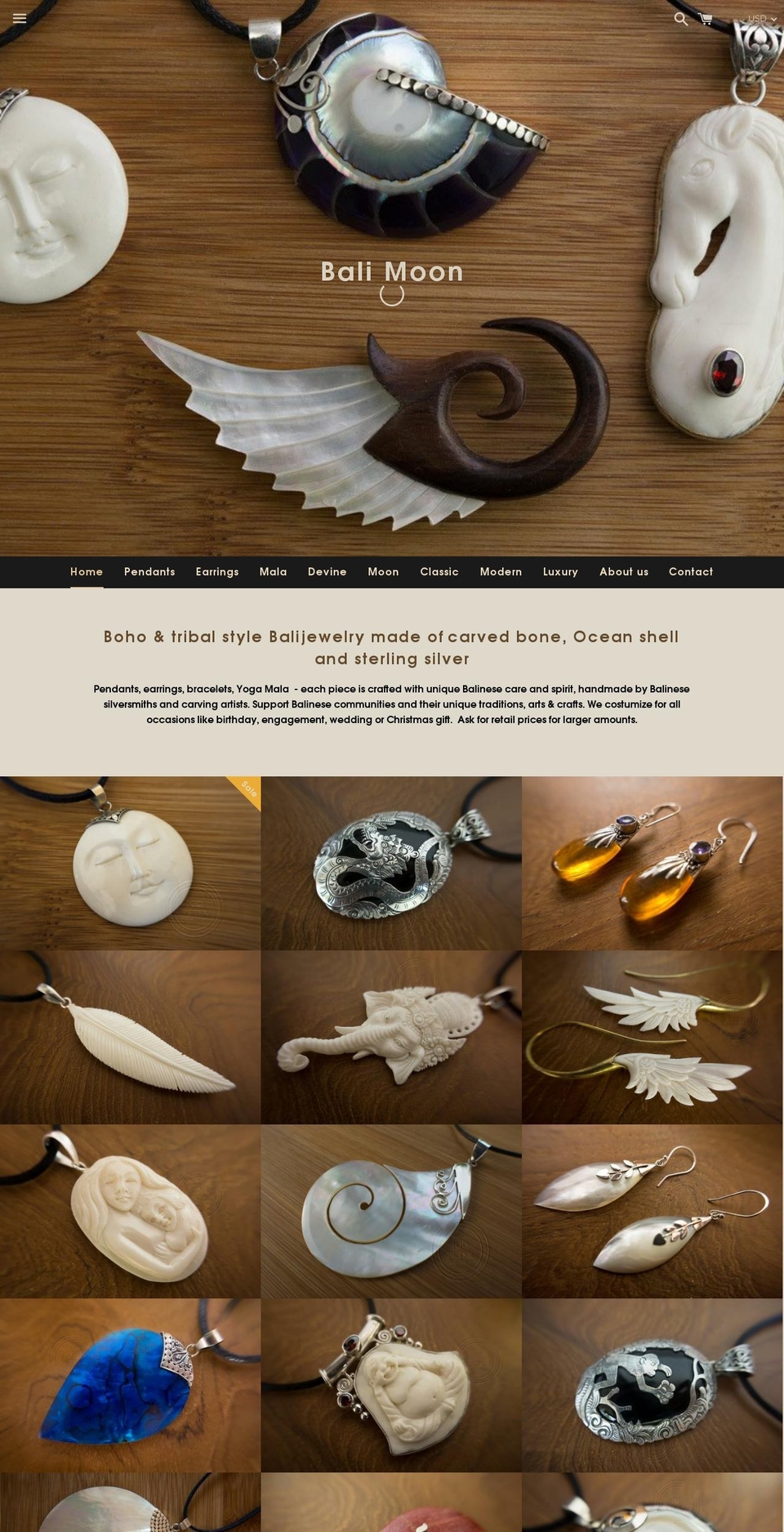 bali-moon.com shopify website screenshot