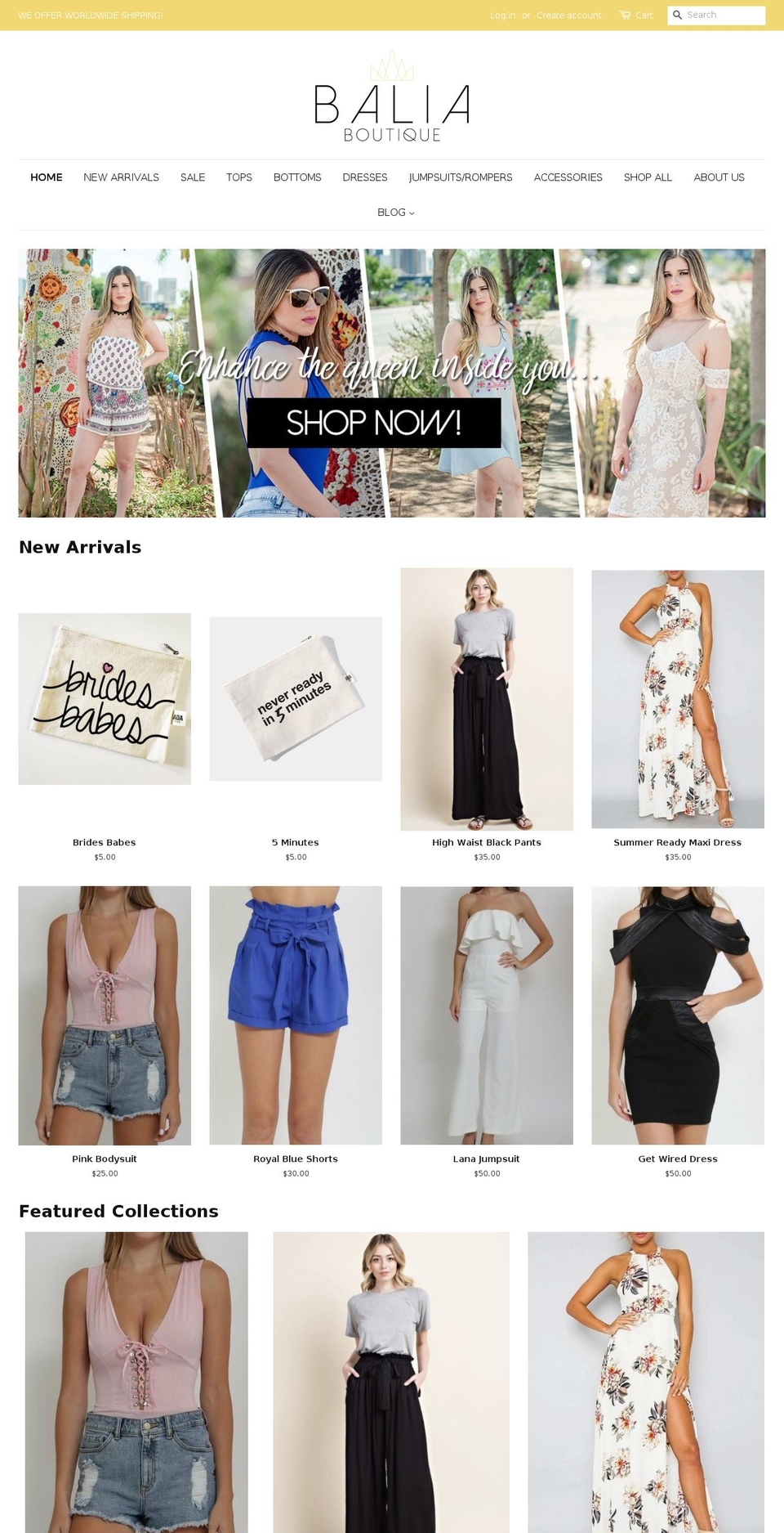 baliaboutique.com — Shopify storefront screenshot