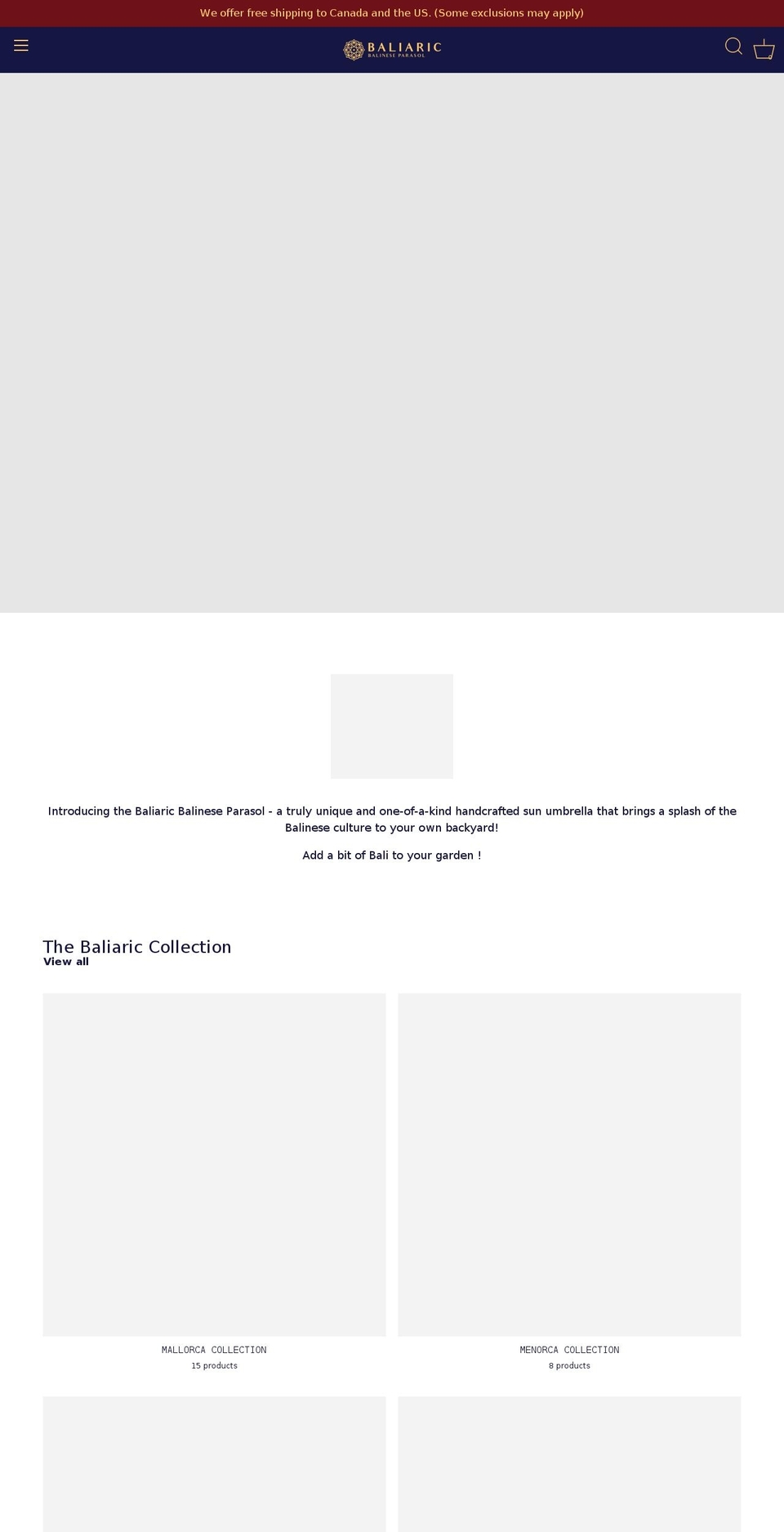 baliaric.ca shopify website screenshot