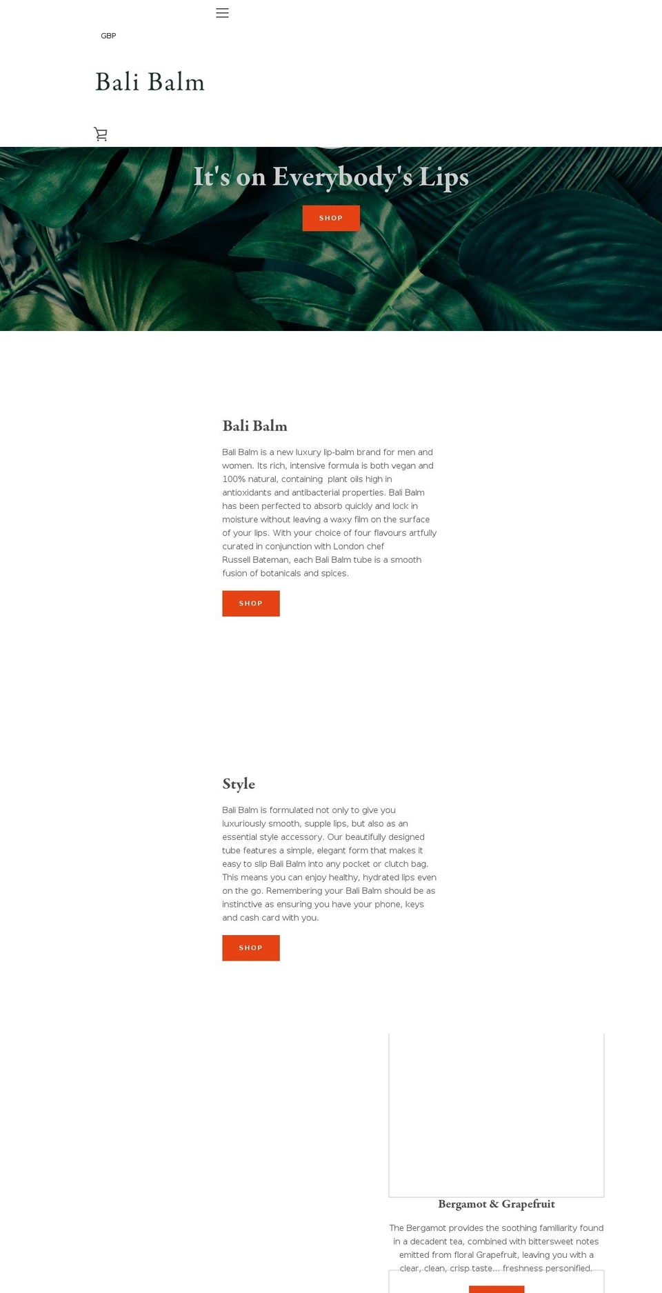 balibalm.com shopify website screenshot