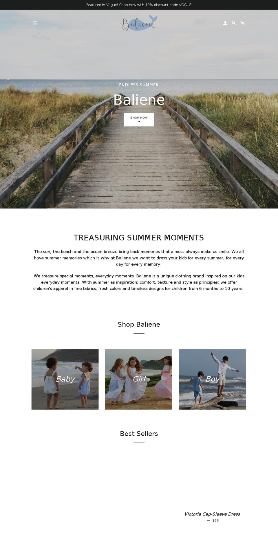 baliene.com shopify website screenshot