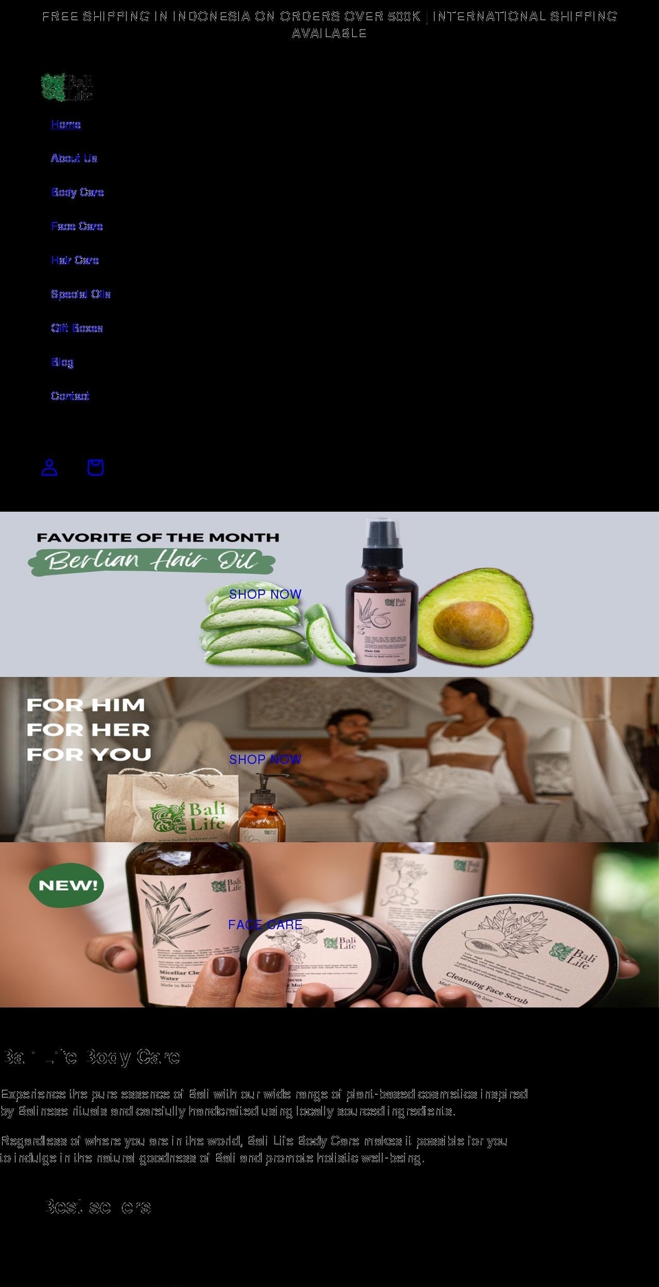 balilife-bodycare.com shopify website screenshot