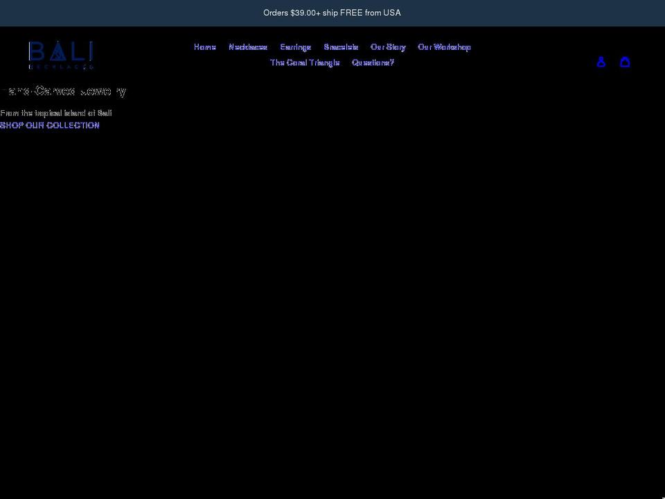balinecklaces.com shopify website screenshot