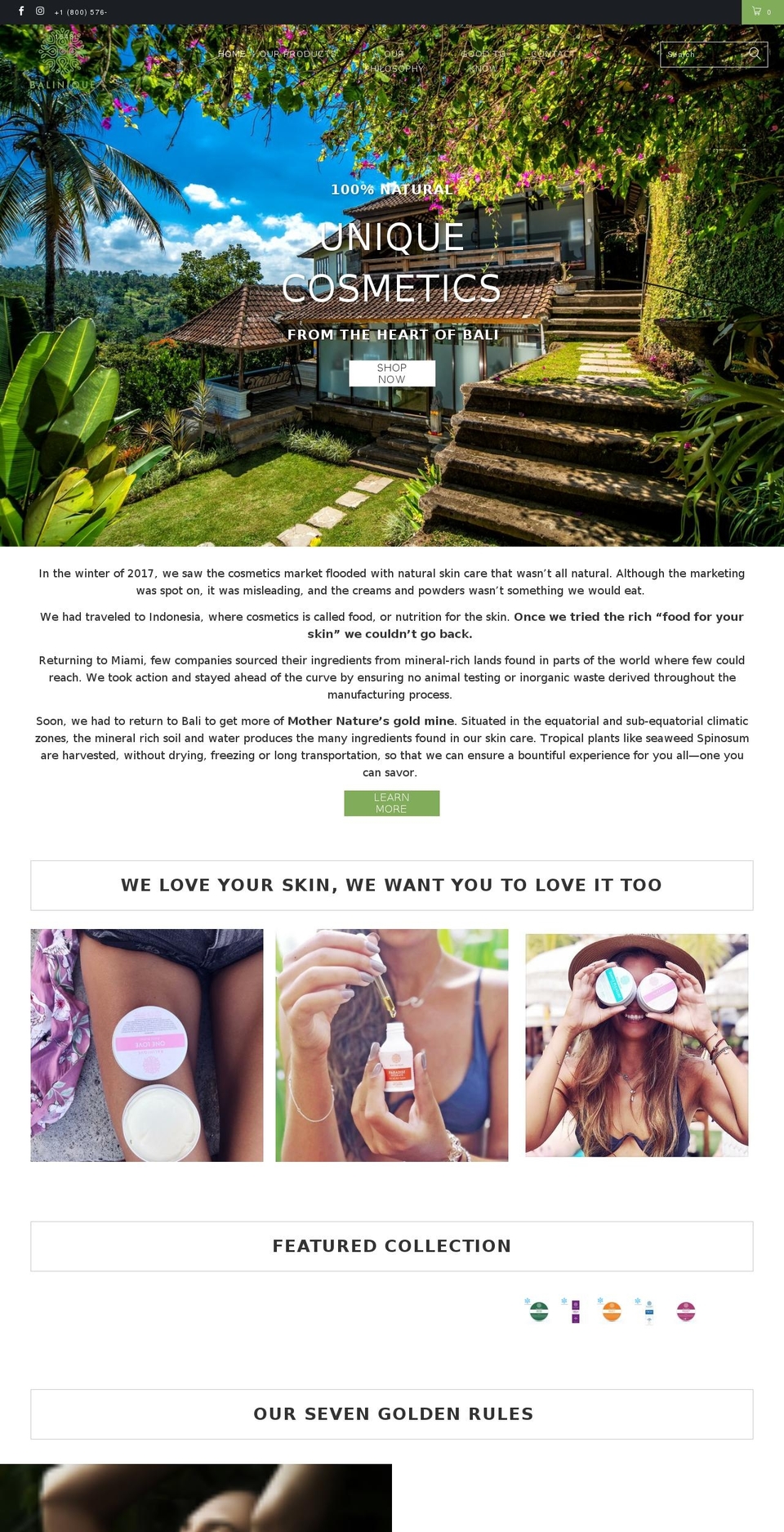 balinique.com — Shopify storefront screenshot