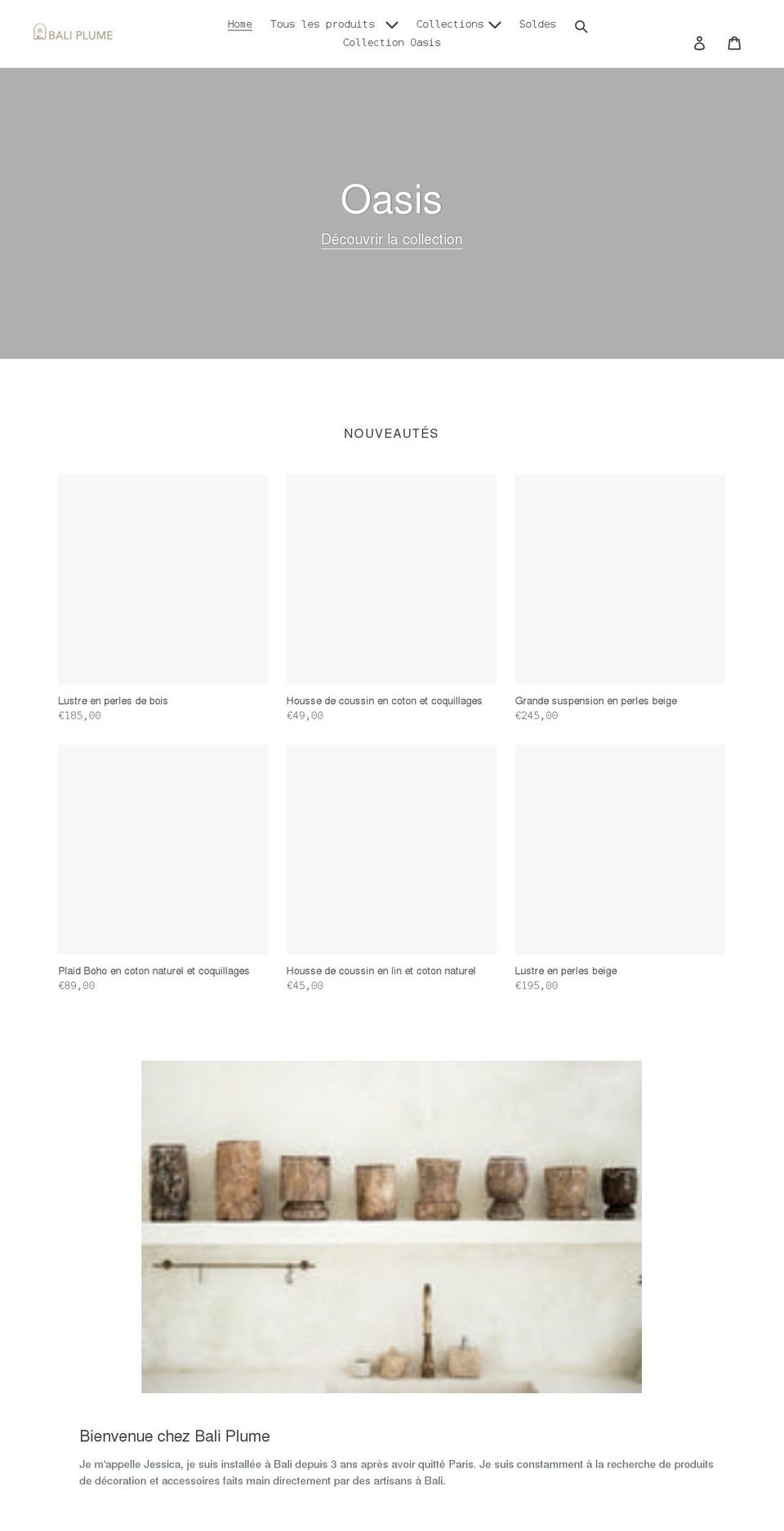 baliplume.com shopify website screenshot