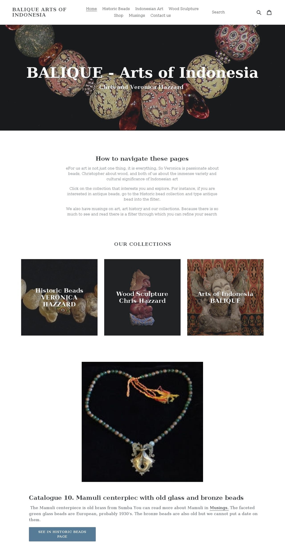 baliqueartsofindonesia.com shopify website screenshot