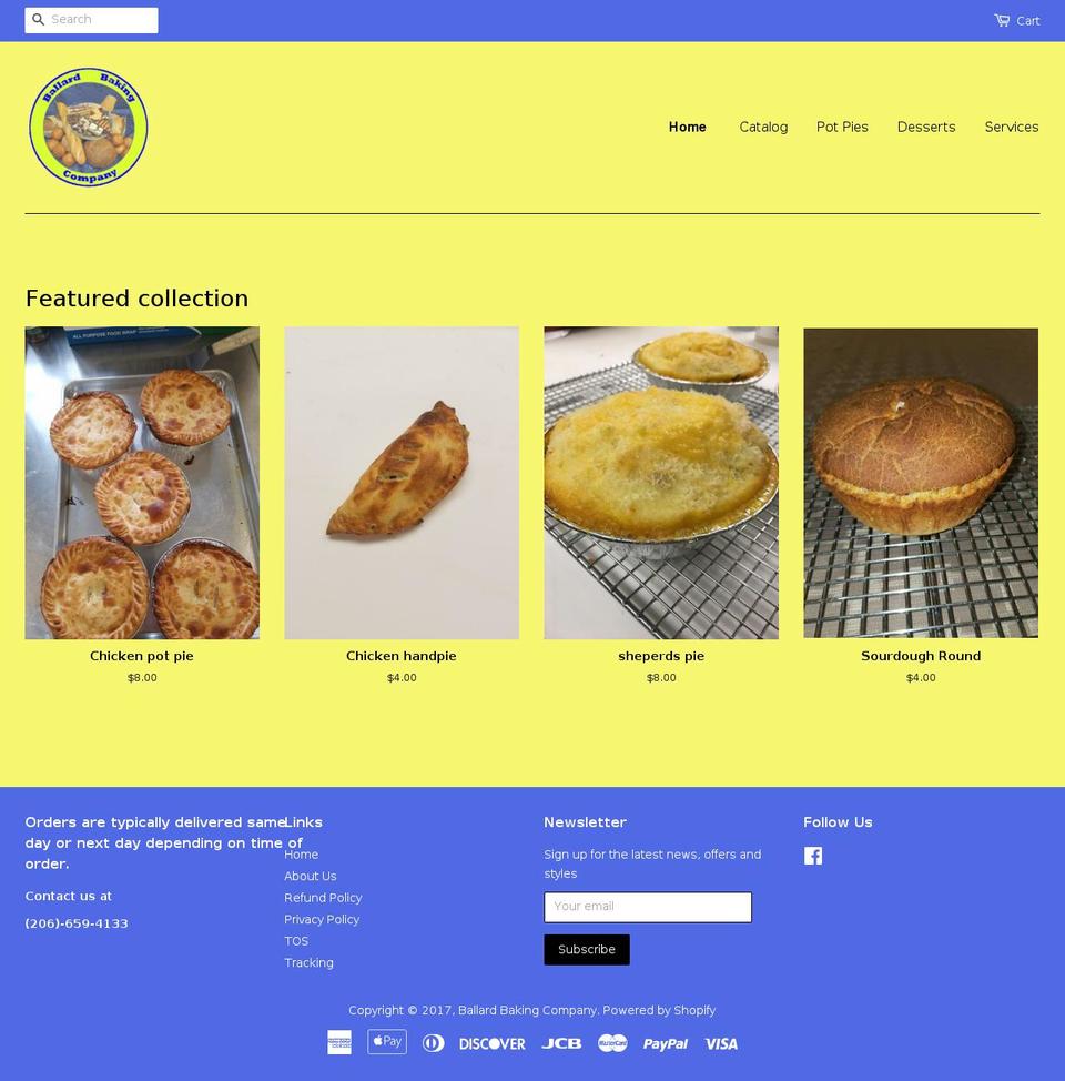 ballardbakingcompany.com shopify website screenshot