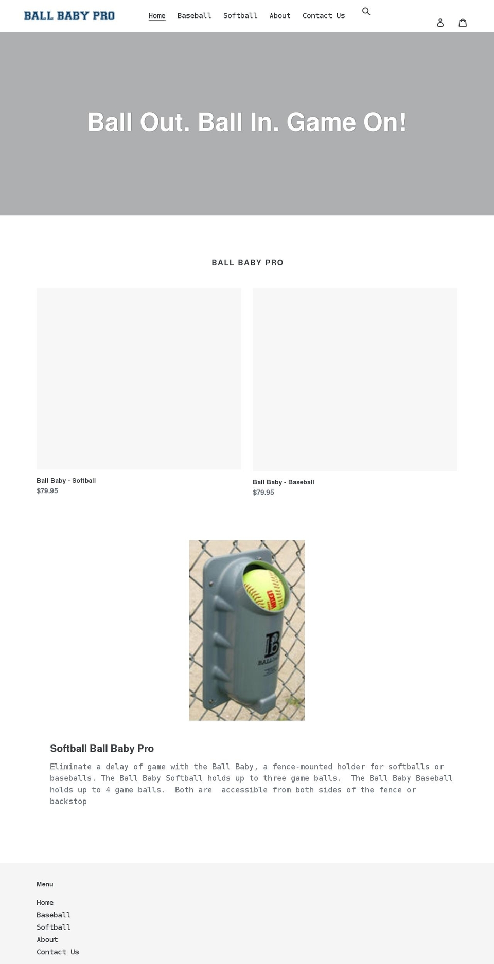 ballbabypro.com shopify website screenshot