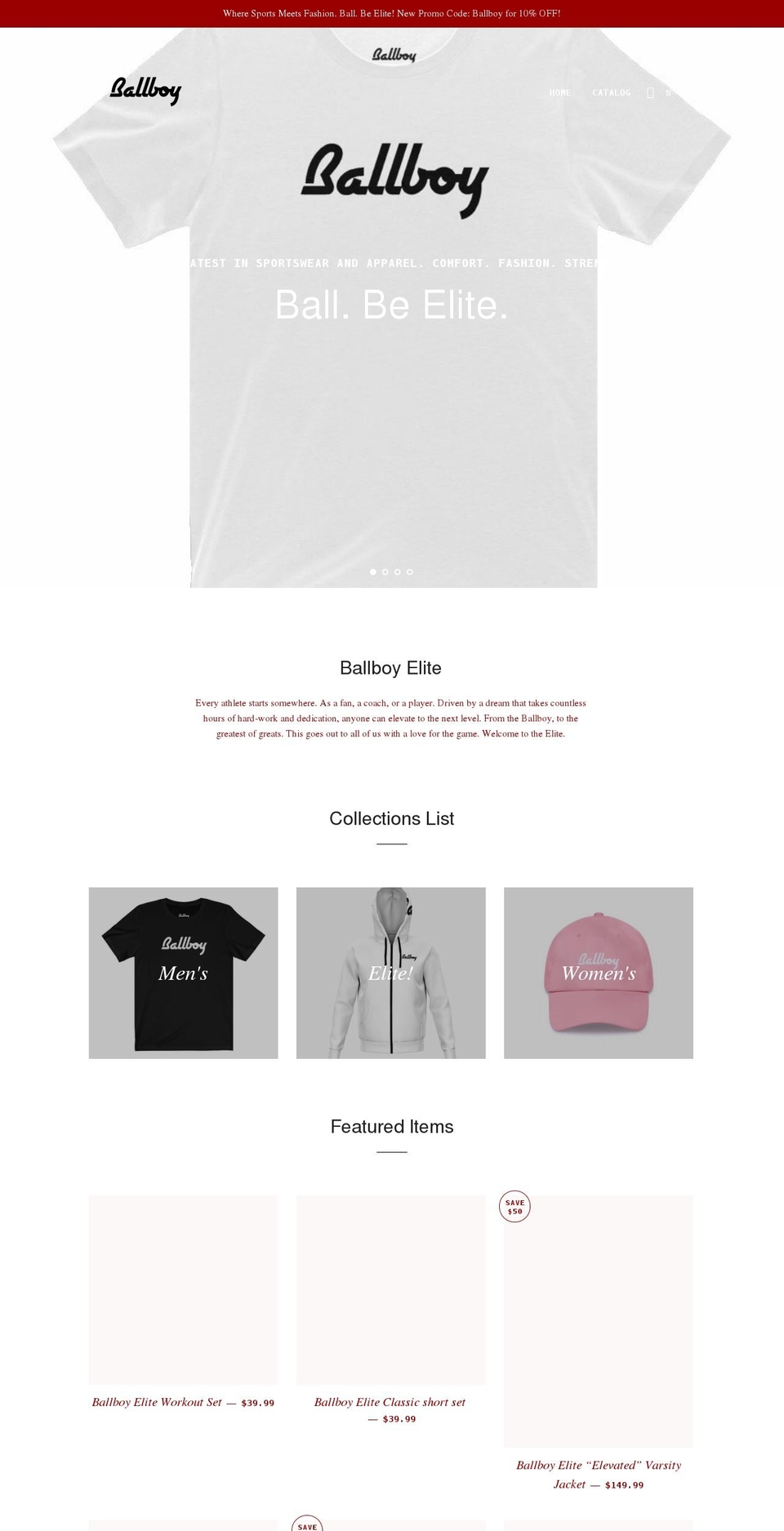 ballboyelite.com shopify website screenshot